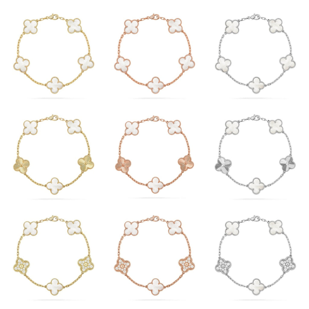 [Dream ]New CLOVER WHITE PEARL MOP 5 MOTIF BRACELET COLLECTION