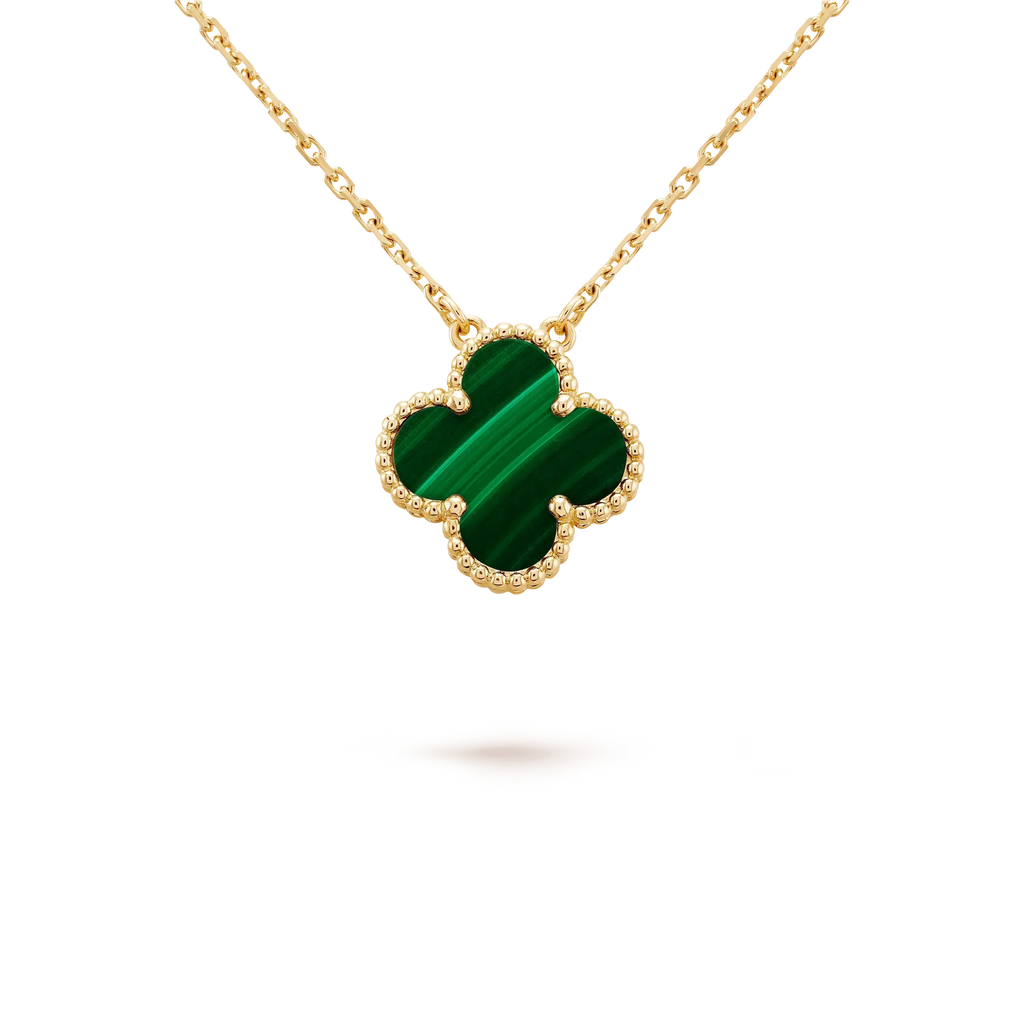 Dream CLOVER 15MM MALACHITE SINGLE FLOWER  NECKLACE
