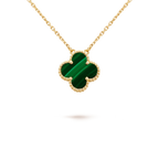 Dream CLOVER 15MM MALACHITE SINGLE FLOWER  NECKLACE