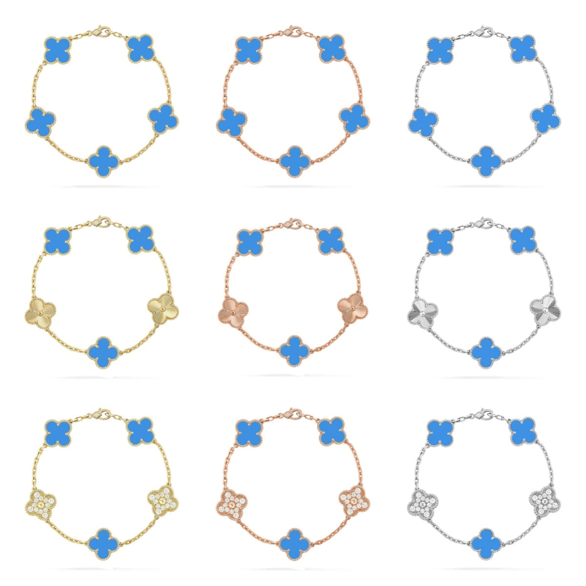[Dream ]New CLOVER 5 MOTIF BLUE AGATE BRACELET COLLECTION
