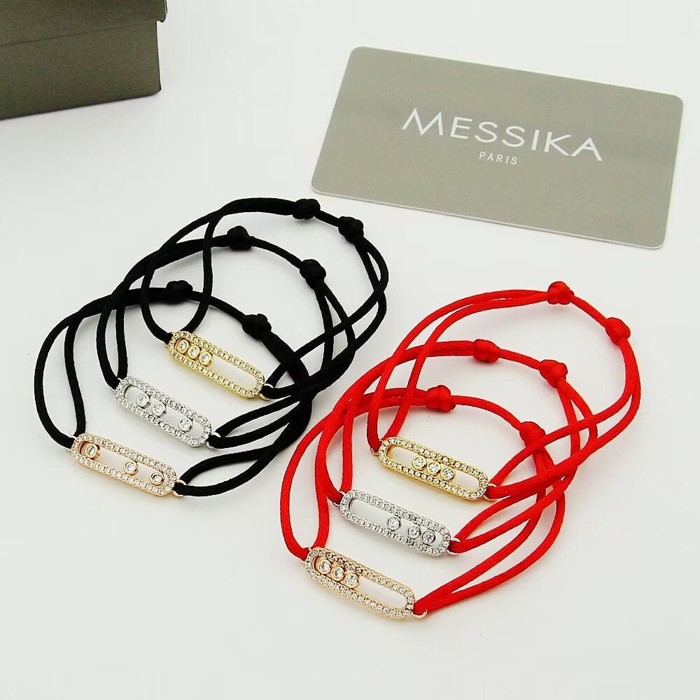 [Dream]Messika Care(s) Armband mit rosa Kordel und Pavé-Besatz