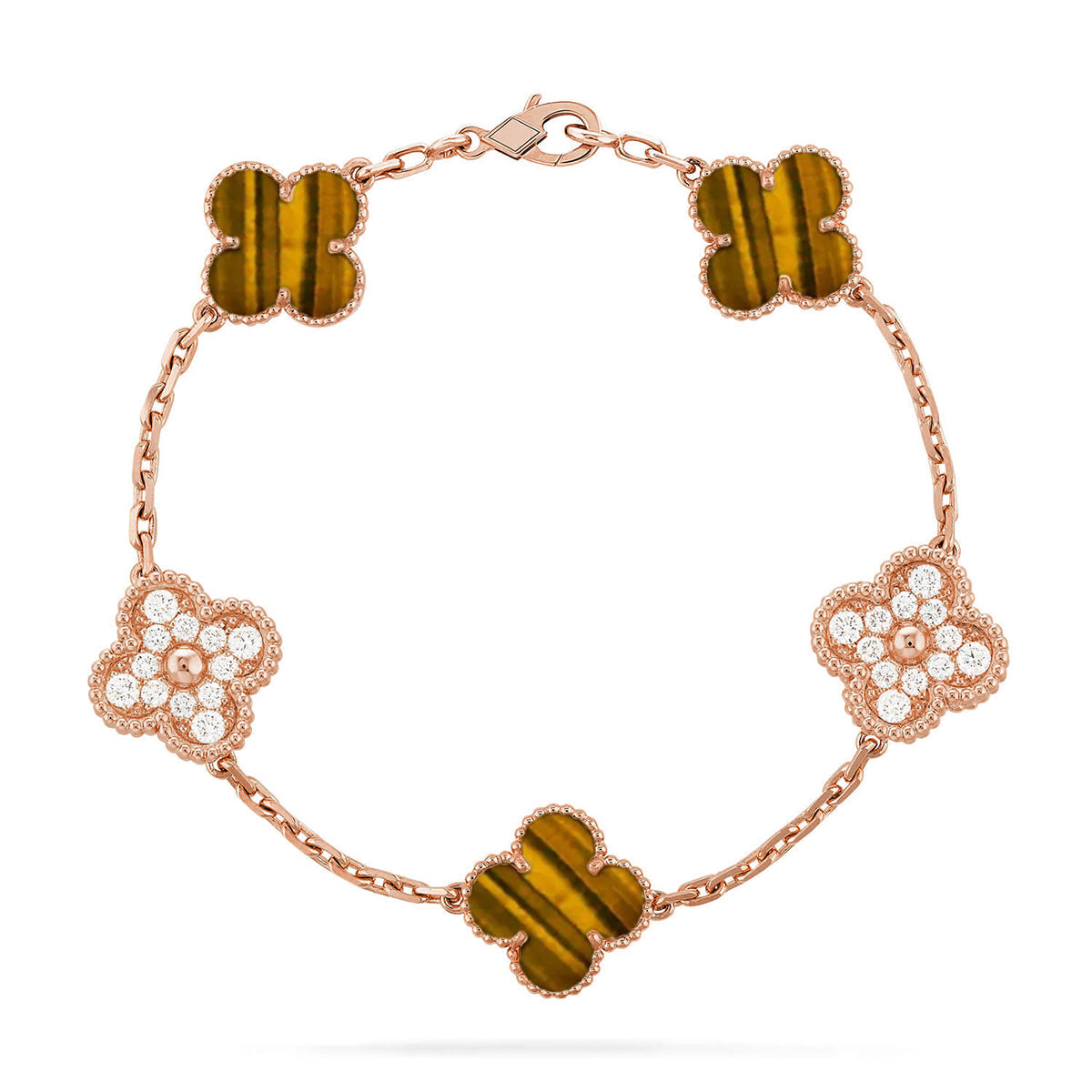 [Dream ]New  CLOVER 5 MOTIFS TIGER EYE BRACELET COLLECTION