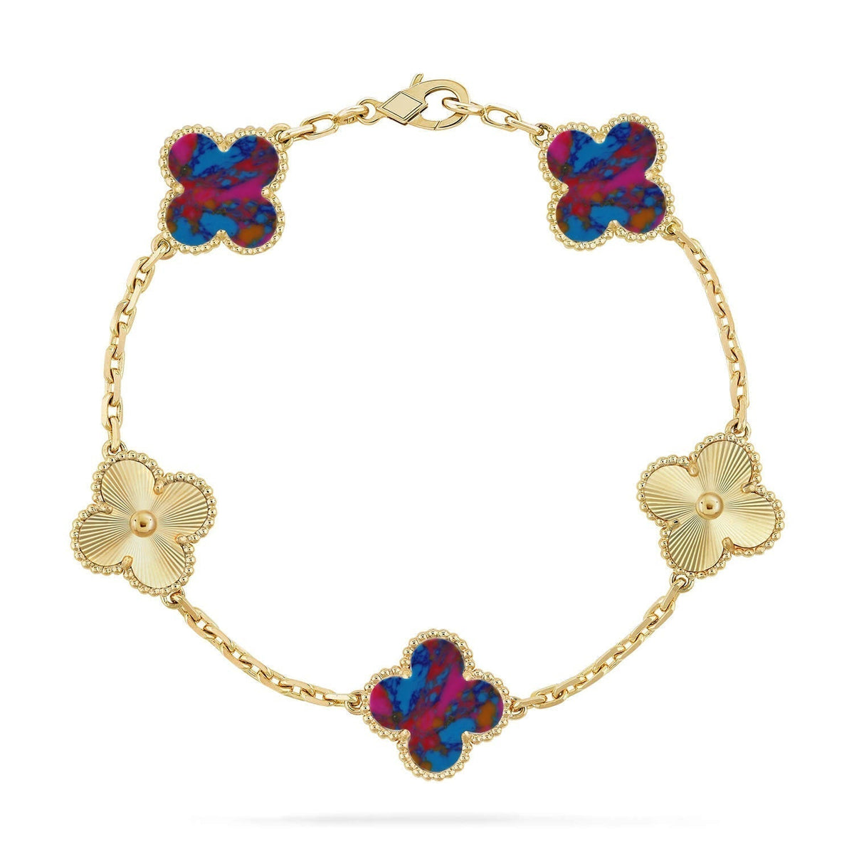 [Dream ]New CLOVER 5 MOTIF COLOR GEMSTONES BRACELET COLLECTION