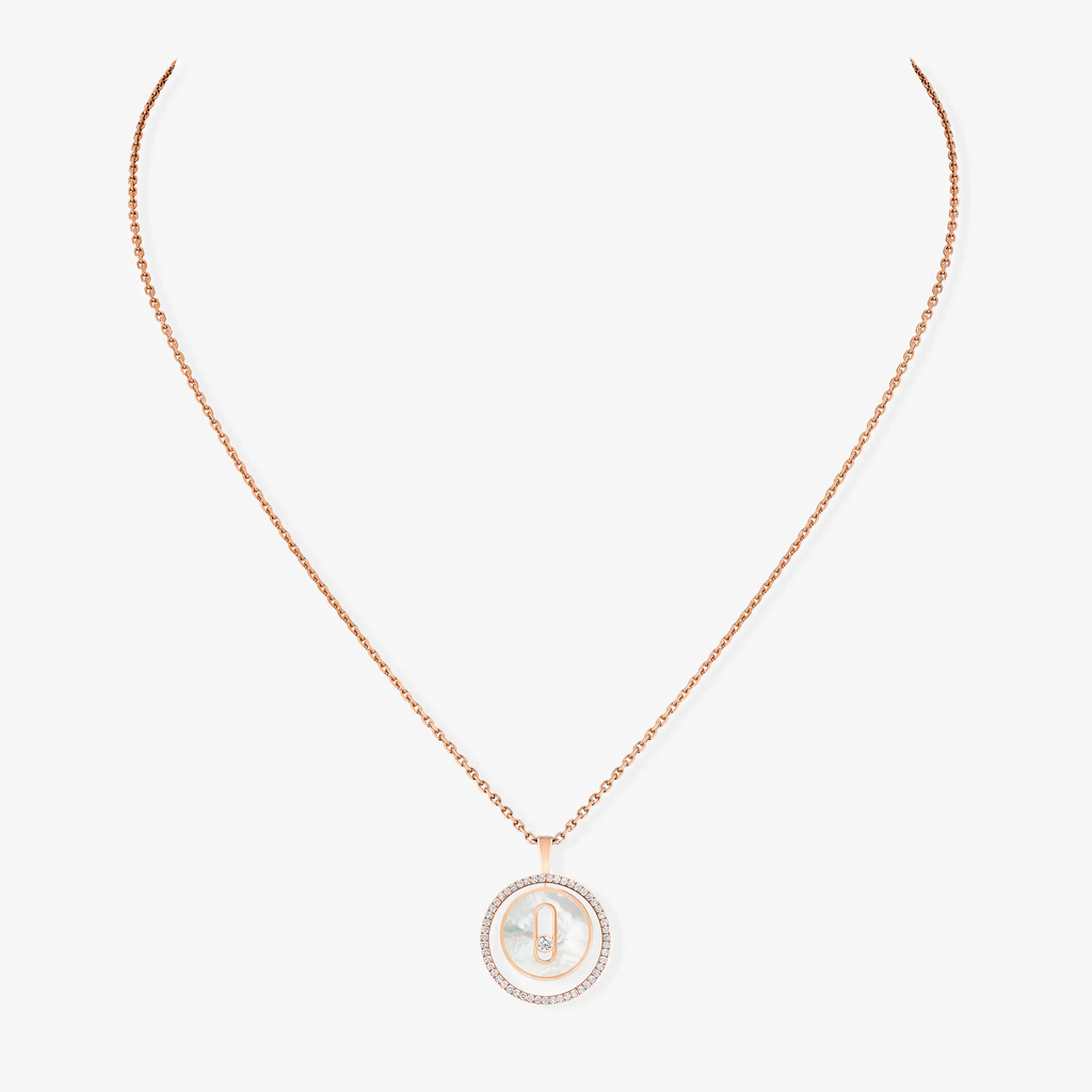 [Dream]LUCKY MOVE 1 DIAMOND WHITE MOTHER OF PEARL PINK GOLD DIAMOND NECKLACE
