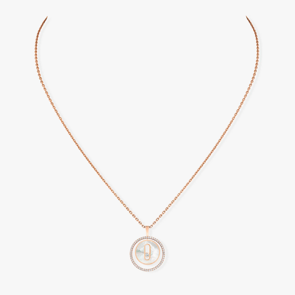 [Dream]LUCKY MOVE 1 DIAMOND WHITE MOTHER OF PEARL PINK GOLD DIAMOND NECKLACE
