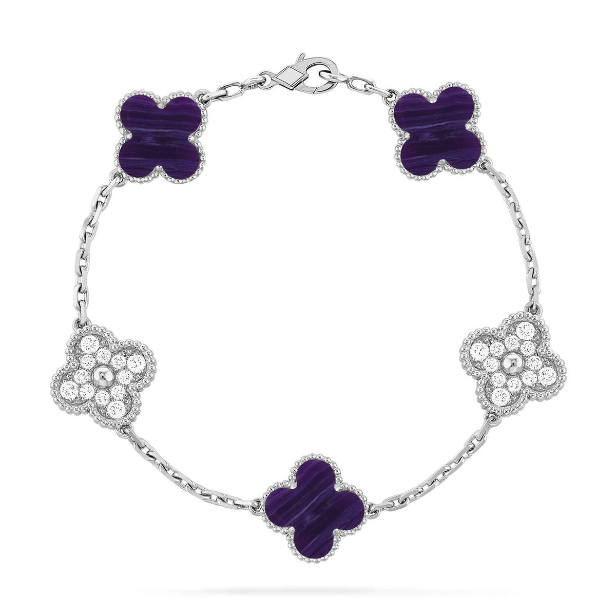 [Dream ]New CLOVER 5 MOTIF PURPLE STRIPES BRACELET COLLECTION