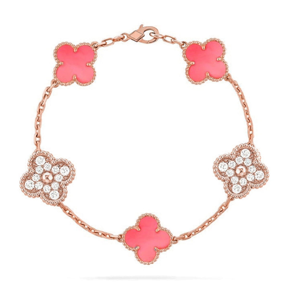 [Dream ]New  CLOVER 5 MOTIFS  PINK MOP BRACELET COLLECTION