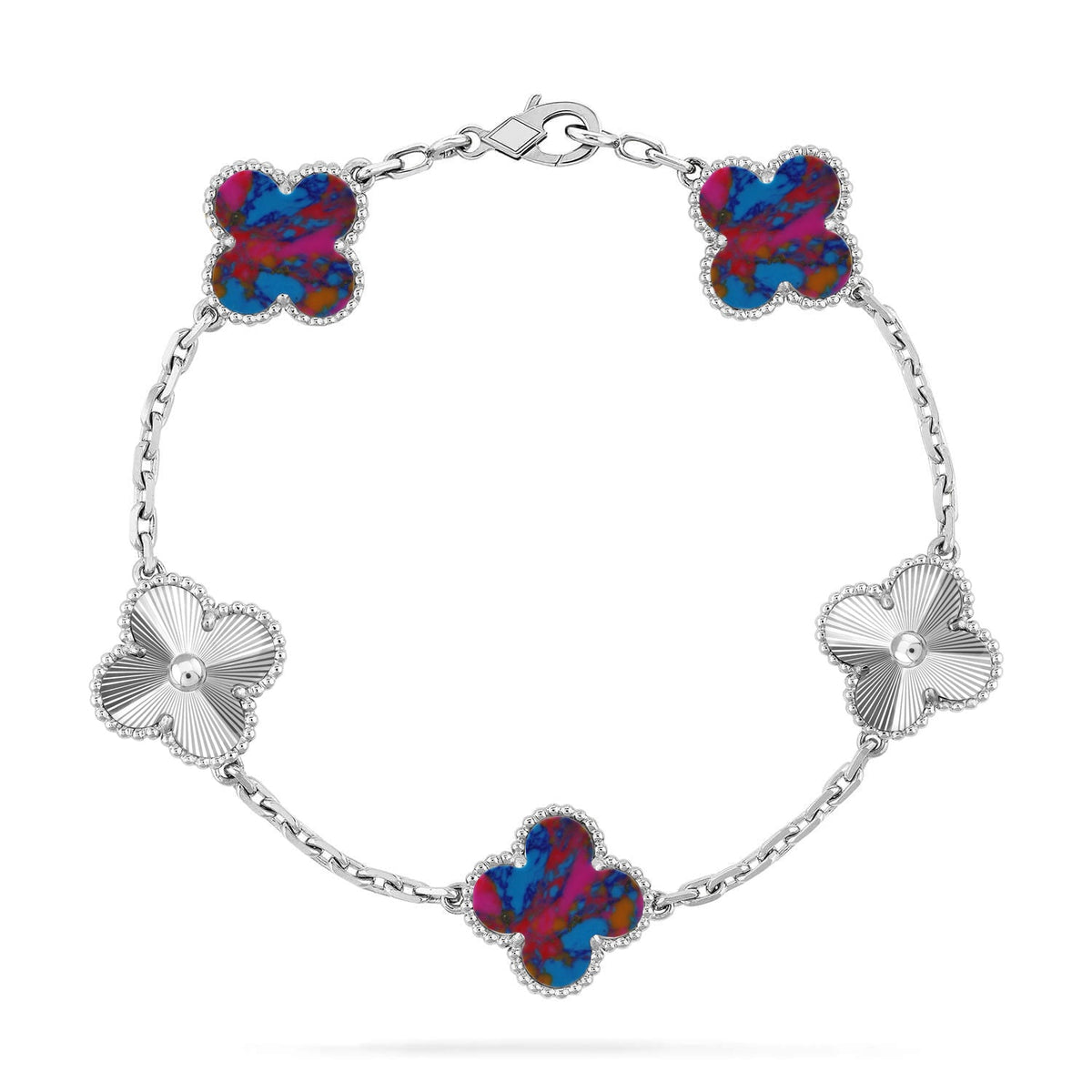 [Dream ]New CLOVER 5 MOTIF COLOR GEMSTONES BRACELET COLLECTION