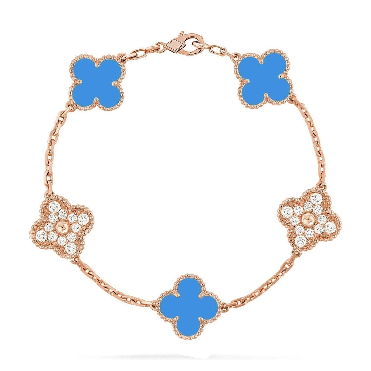 [Dream ]New CLOVER 5 MOTIF BLUE AGATE BRACELET COLLECTION