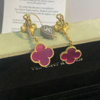 [Dream]NEW CLOVER 2 MOTIF PINK ENAMEL EARRINGS