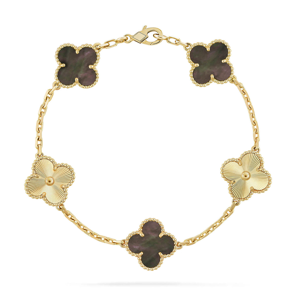 [Dream ]New CLOVER 5 MOTIF GRAY MOP BRACELET COLLECTION