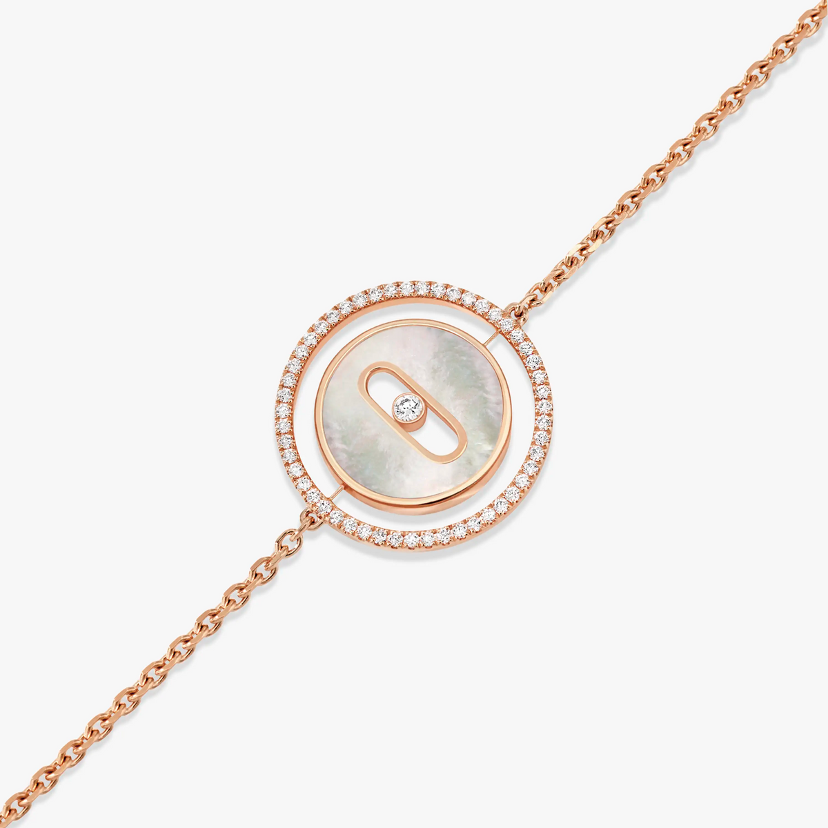 [Dream]LUCKY MOVE ARMBAND AUS WEISSEM PERLMUTT, ROSÉGOLD UND DIAMANTEN