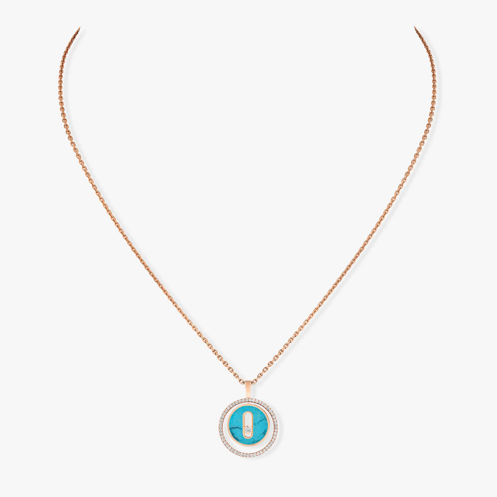 [Dream]LUCKY MOVE 1 DIAMOND TURQUOISE PINK GOLD DIAMOND NECKLACE