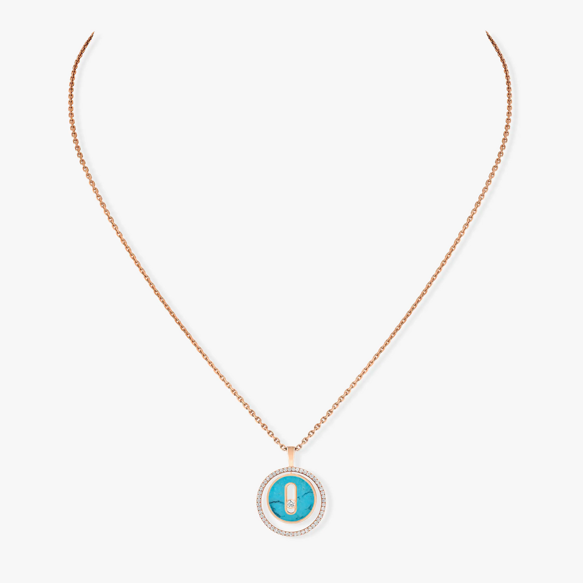 [Dream]LUCKY MOVE 1 DIAMOND TURQUOISE PINK GOLD DIAMOND NECKLACE