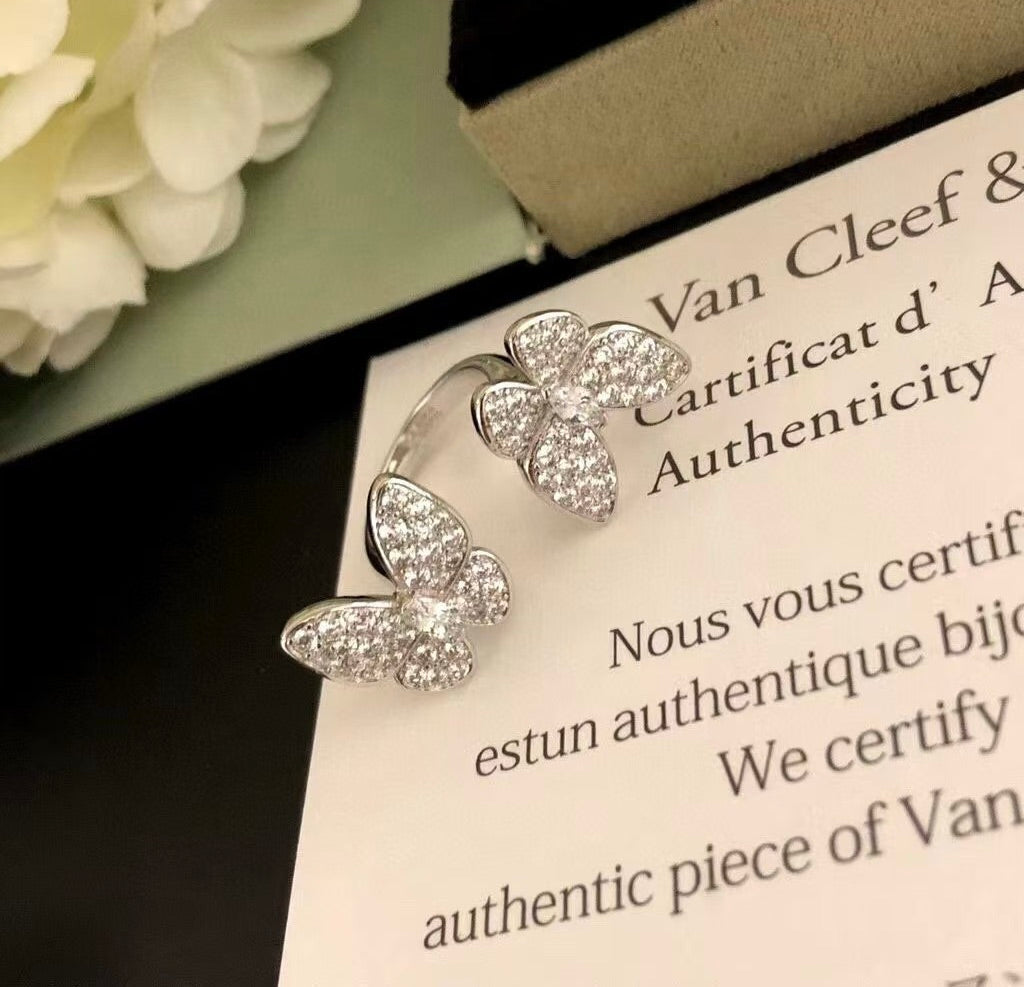 Dream TWIN SILVER BUTTERFLY DIAMOND RING