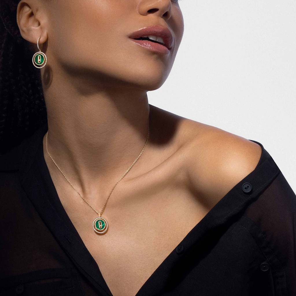 [Dream]LUCKY MOVE 1 DIAMOND MALACHITE GOLD DIAMOND NECKLACE