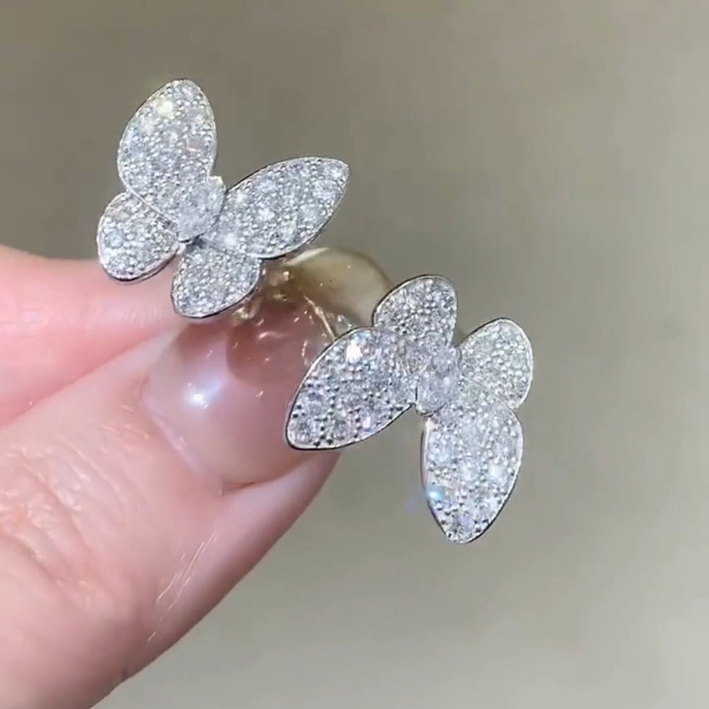 Dream TWIN SILVER BUTTERFLY DIAMOND RING