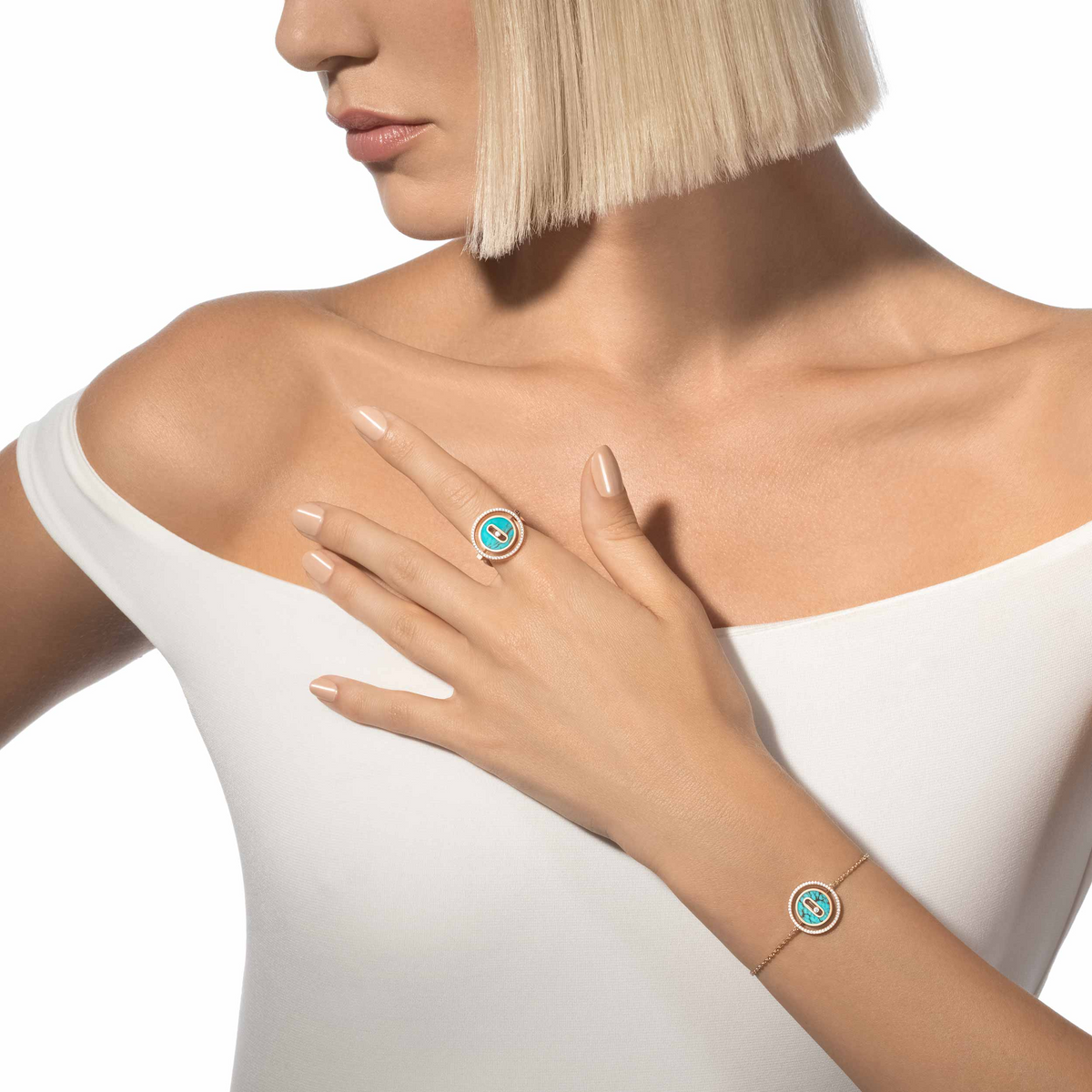[Dream]LUCKY MOVE ARMBAND AUS TÜRKIS, ROSÉGOLD UND DIAMANTEN