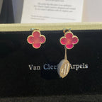 [Dream]NEW CLOVER 15MM PINK ENAMEL STUD EARRINGS