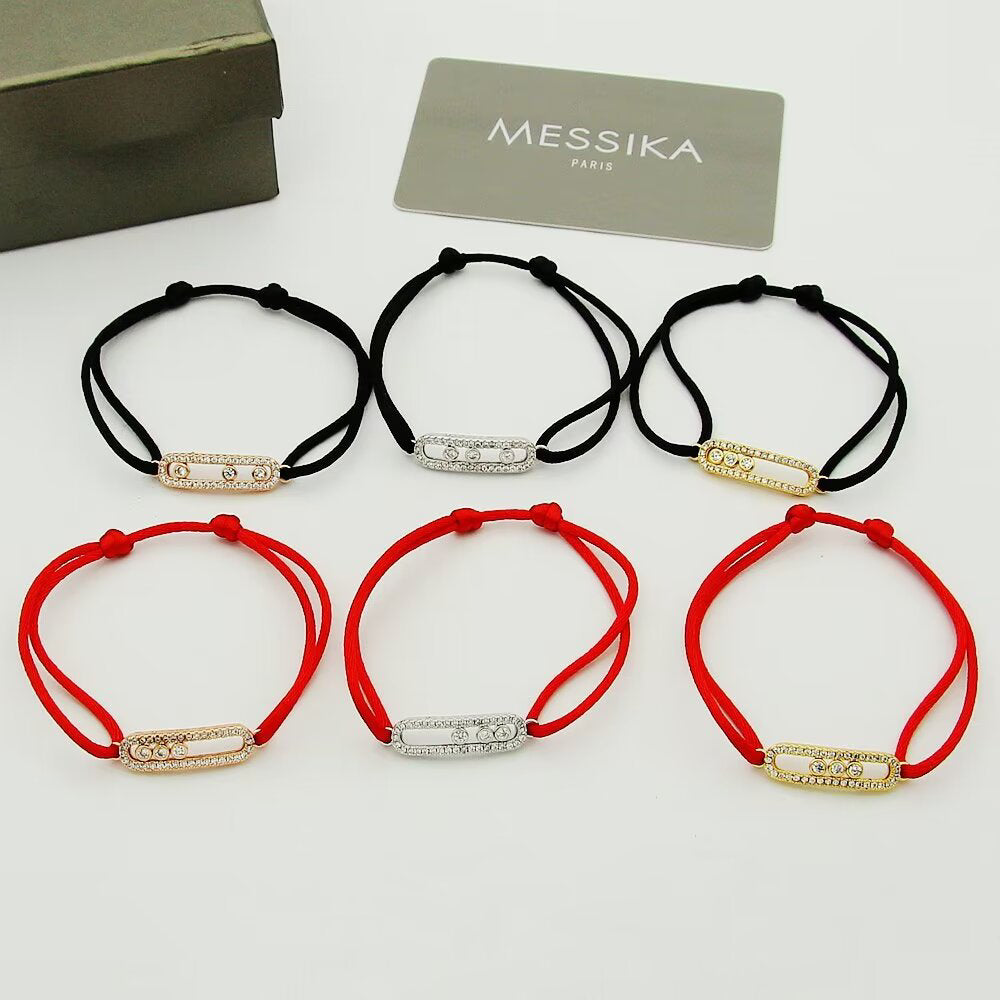 [Dream]Messika Care(s) Armband mit rosa Kordel und Pavé-Besatz