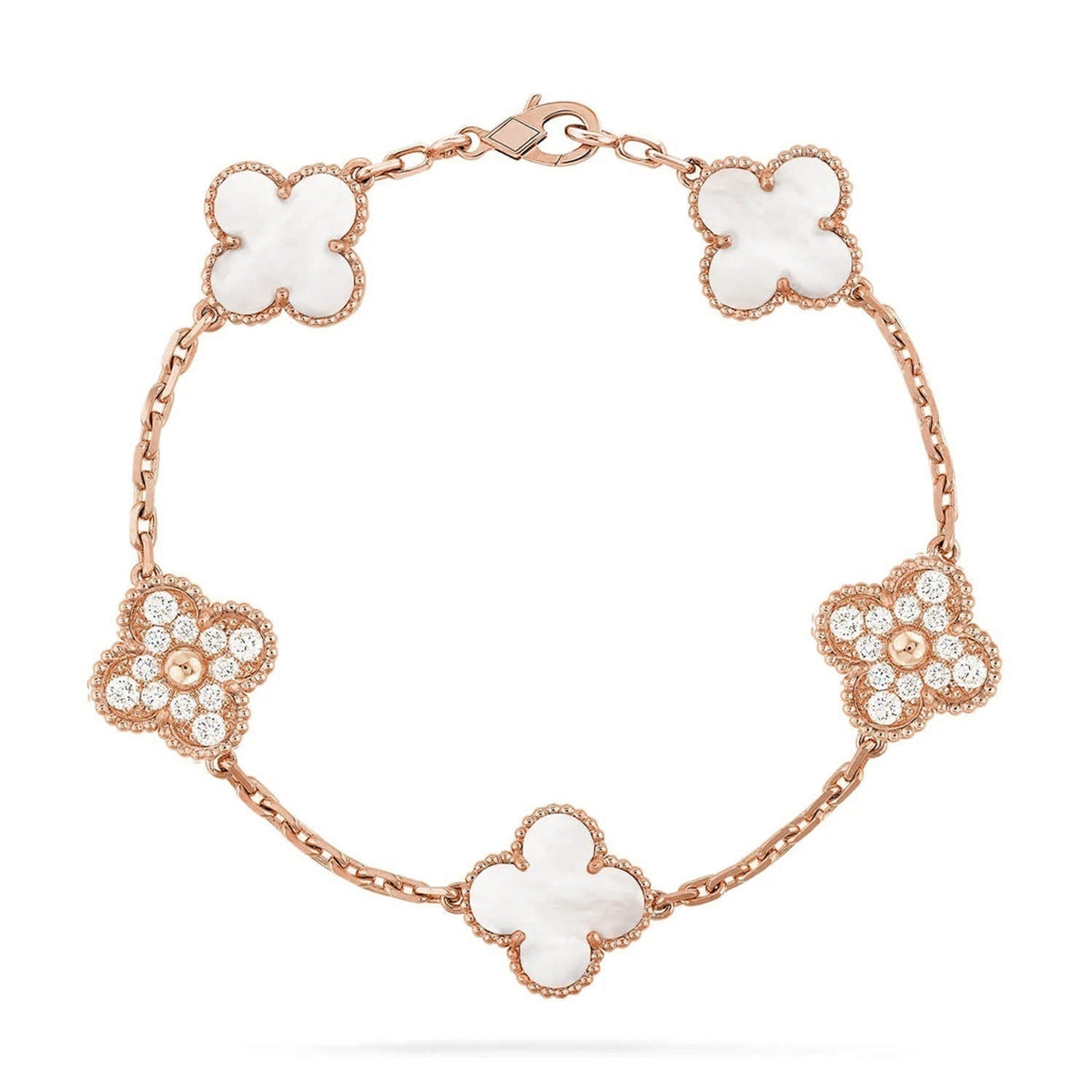 [Dream ]New CLOVER WHITE PEARL MOP 5 MOTIF BRACELET COLLECTION