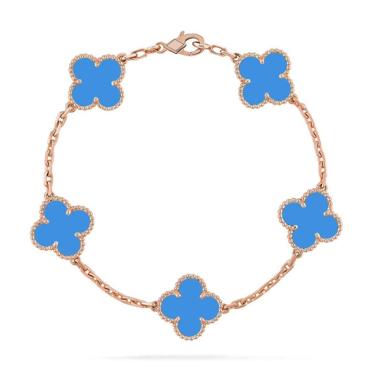 [Dream ]New CLOVER 5 MOTIF BLUE AGATE BRACELET COLLECTION
