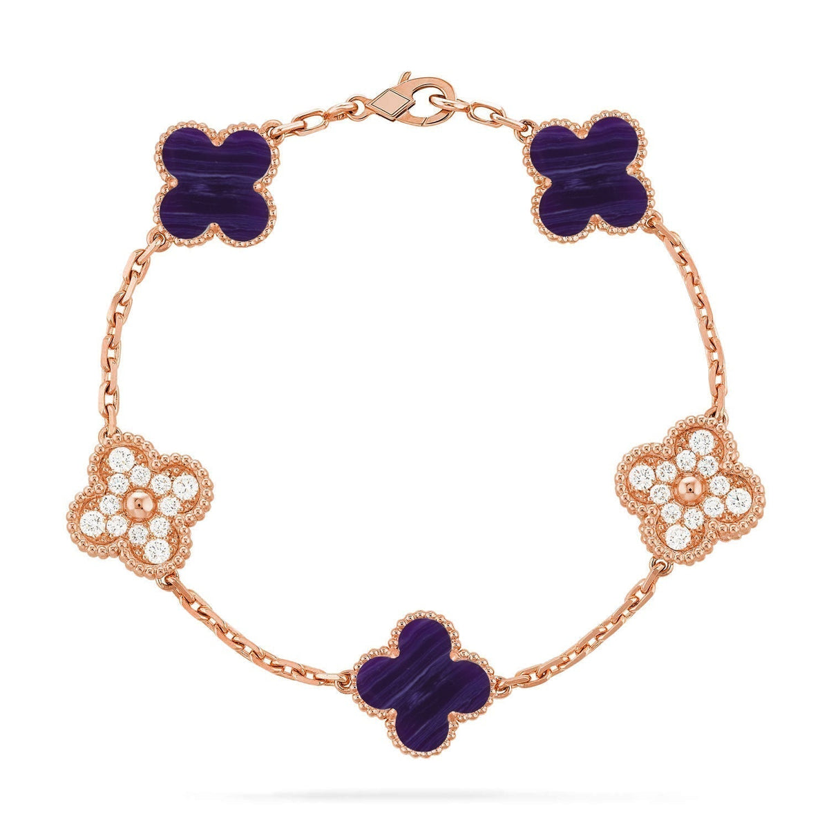 [Dream ]New CLOVER 5 MOTIF PURPLE STRIPES BRACELET COLLECTION