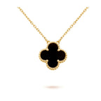 Dream CLOVER 15MM BLACK ONYX SINGLE FLOWER NECKLACE