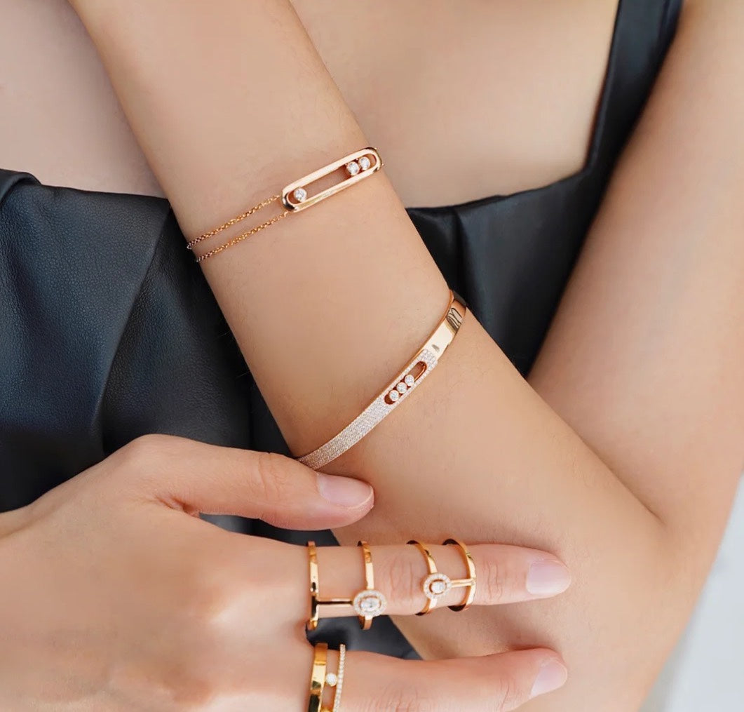 [Dream]Move Noa Rose Gold Pavé Diamond Bangle Bracelet