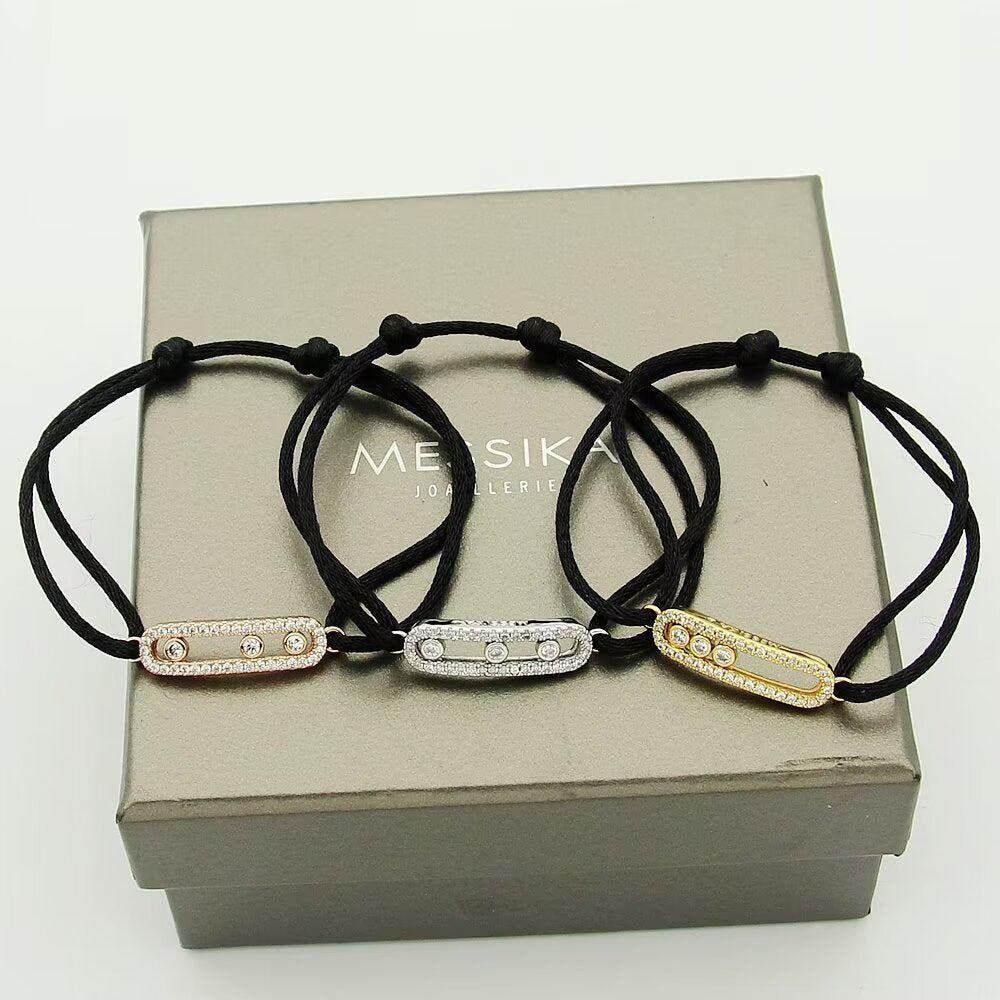 [Dream]Messika Care(s) Armband mit rosa Kordel und Pavé-Besatz