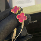 [Dream]NEW CLOVER 15MM PINK ENAMEL STUD EARRINGS
