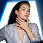 [Dream]LUCKY MOVE 3 DIAMONDS TURQUOISE PINK GOLD DIAMOND NECKLACE