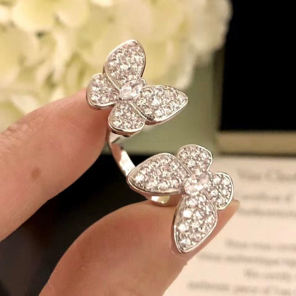 Dream TWIN SILVER BUTTERFLY DIAMOND RING