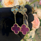 [Dream]NEW CLOVER 2 MOTIF PINK ENAMEL EARRINGS