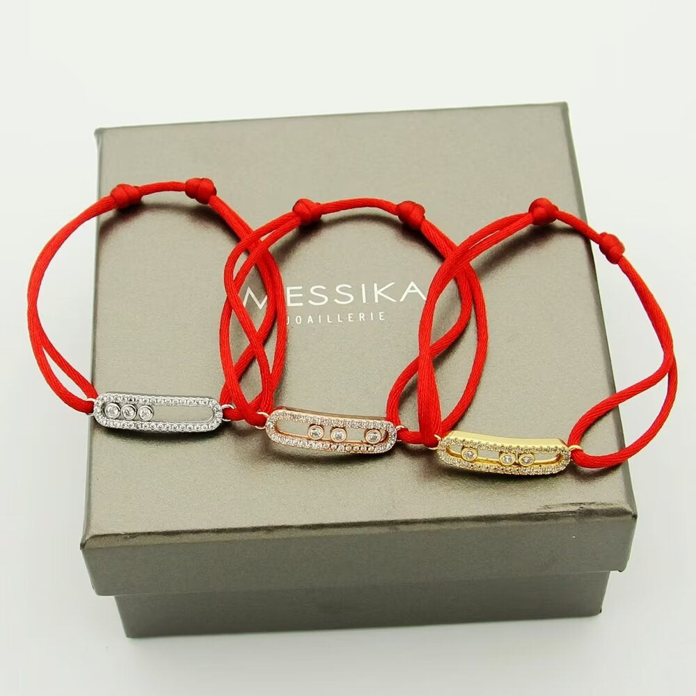 [Dream]Messika Care(s) Armband mit rosa Kordel und Pavé-Besatz