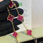 [Dream]NEW CLOVER 5 MOTIFS PINK ENAMEL BRACELET