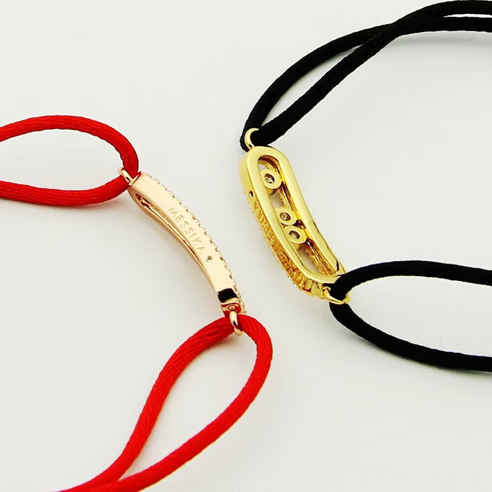 [Dream]Messika Care(s) Armband mit rosa Kordel und Pavé-Besatz