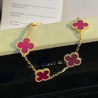 [Dream]NEW CLOVER 5 MOTIFS PINK ENAMEL BRACELET