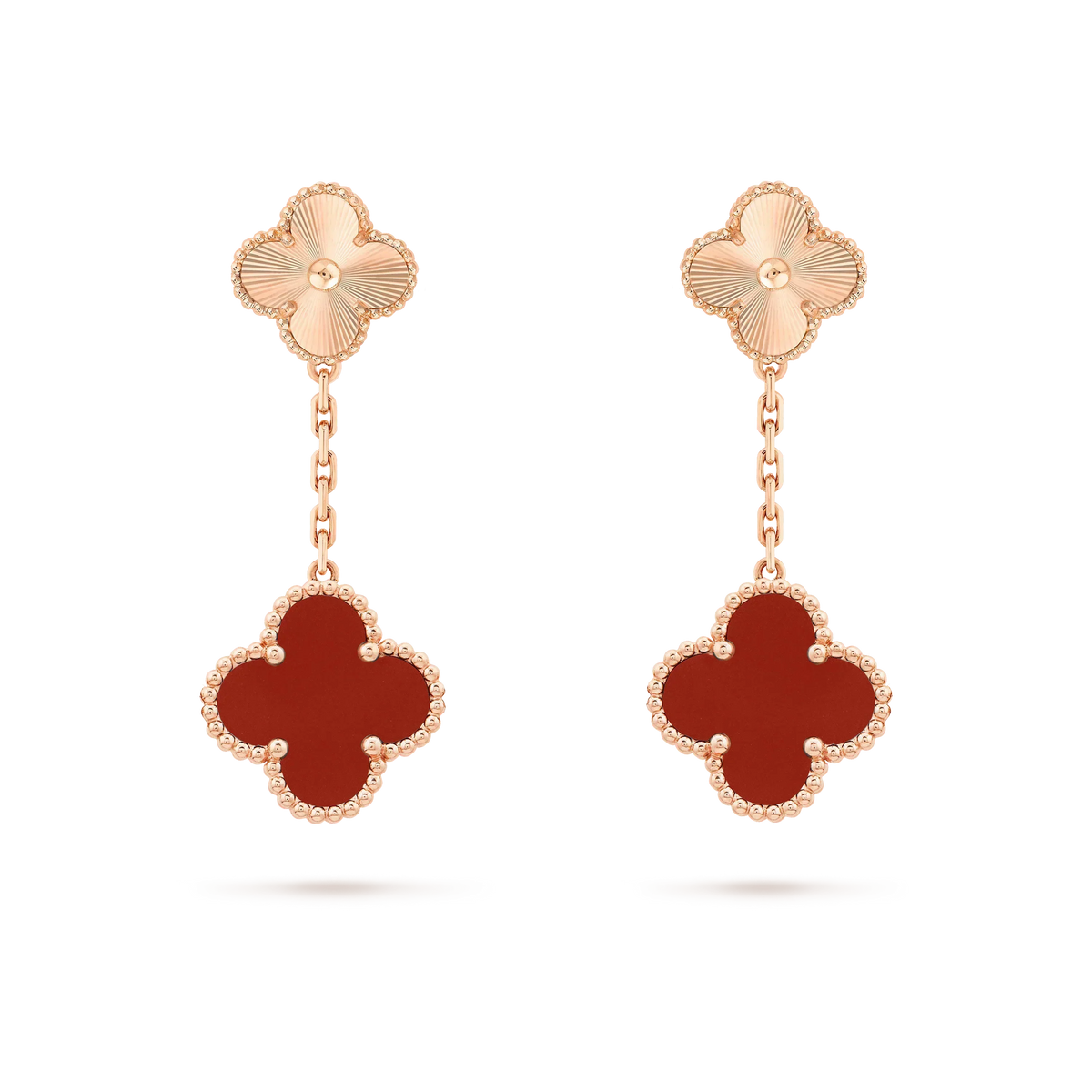 Dream CLOVER 2 MOTIF  LASER CARNELIAN EARRINGS