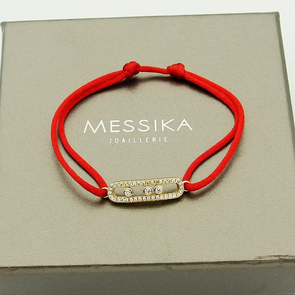 [Dream]Messika Care(s) Armband mit rosa Kordel und Pavé-Besatz