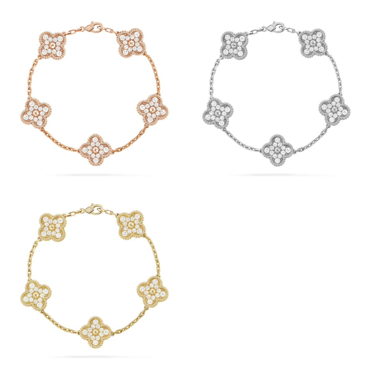 [Dream ] New  CLOVER 5 MOTIF FULL DIAMOND BRACELET COLLECTION