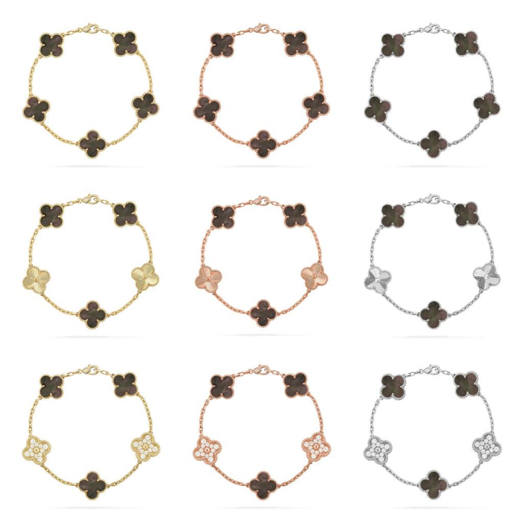 [Dream ]New CLOVER 5 MOTIF GRAY MOP BRACELET COLLECTION