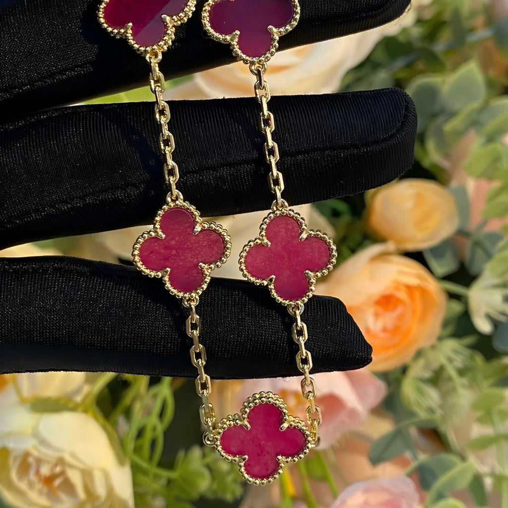 [Dream]NEW CLOVER 5 MOTIFS PINK ENAMEL BRACELET