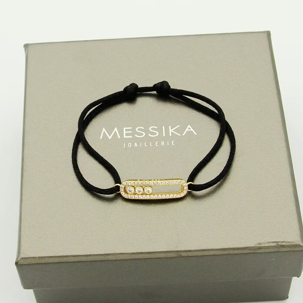 [Dream]Messika Care(s) Armband mit rosa Kordel und Pavé-Besatz