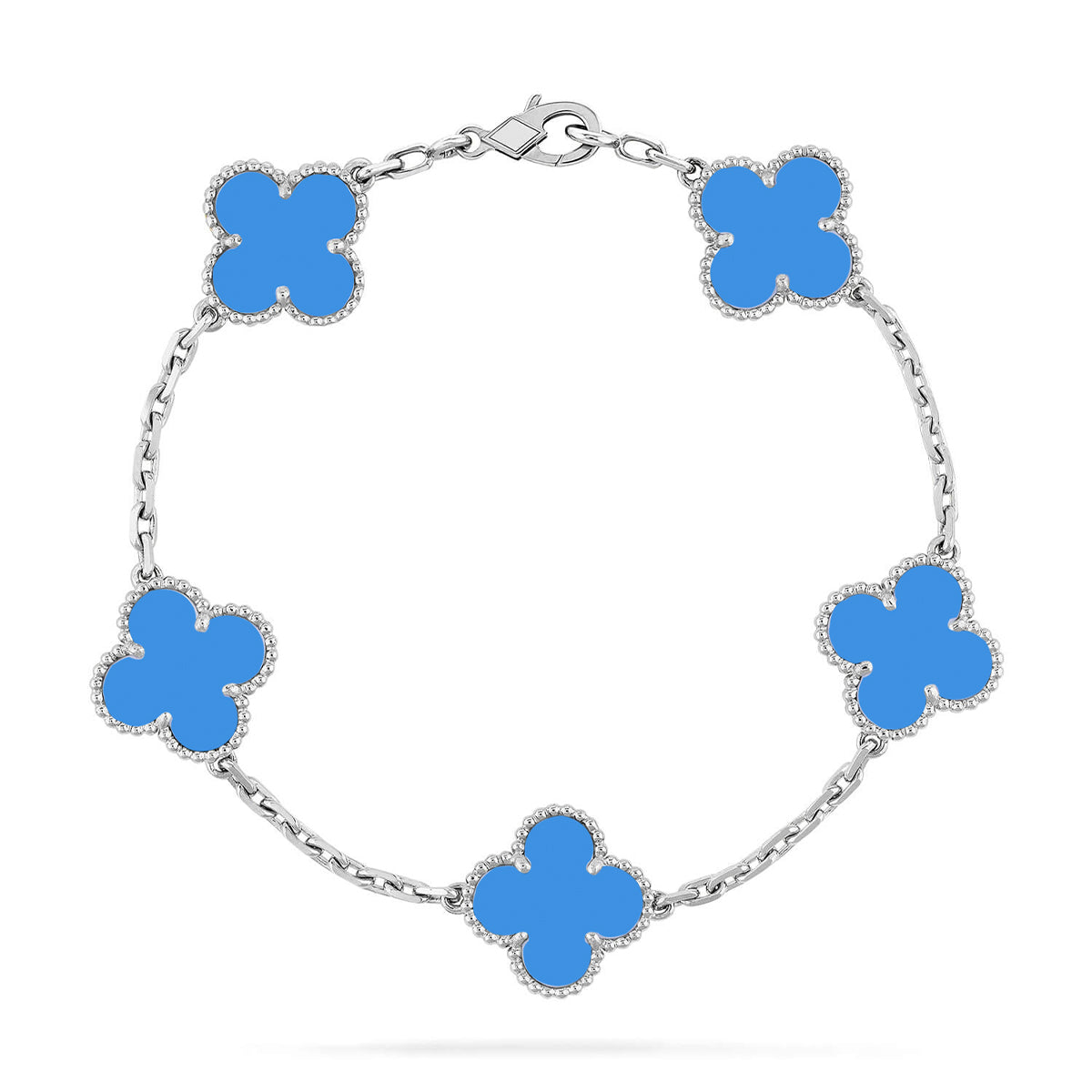 [Dream ]New CLOVER 5 MOTIF BLUE AGATE BRACELET COLLECTION