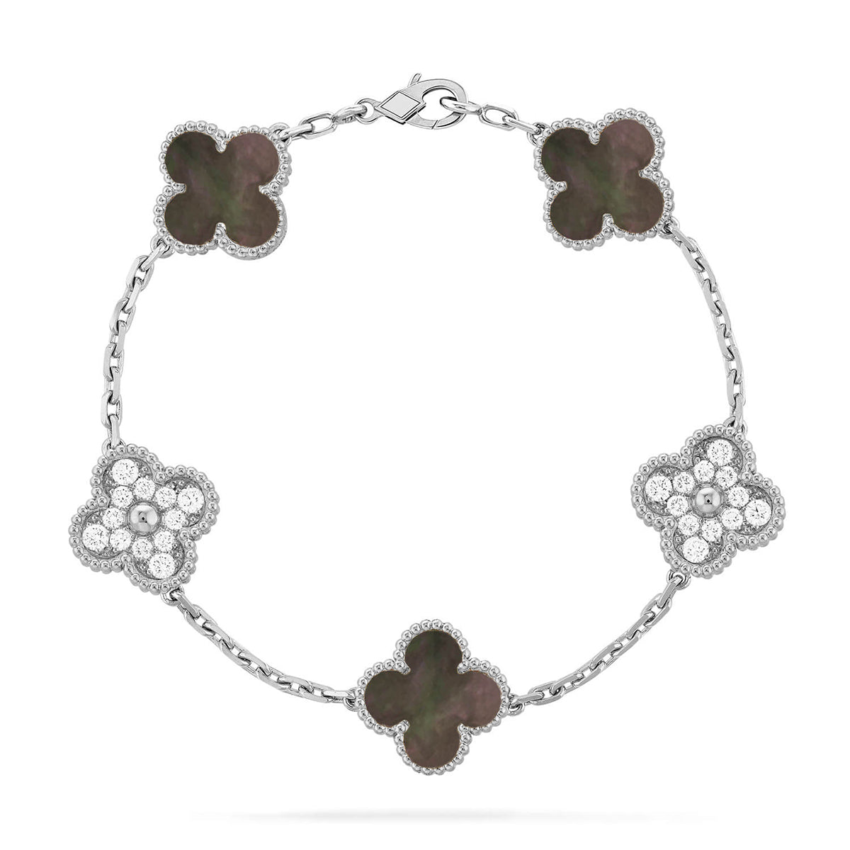 [Dream ]New CLOVER 5 MOTIF GRAY MOP BRACELET COLLECTION