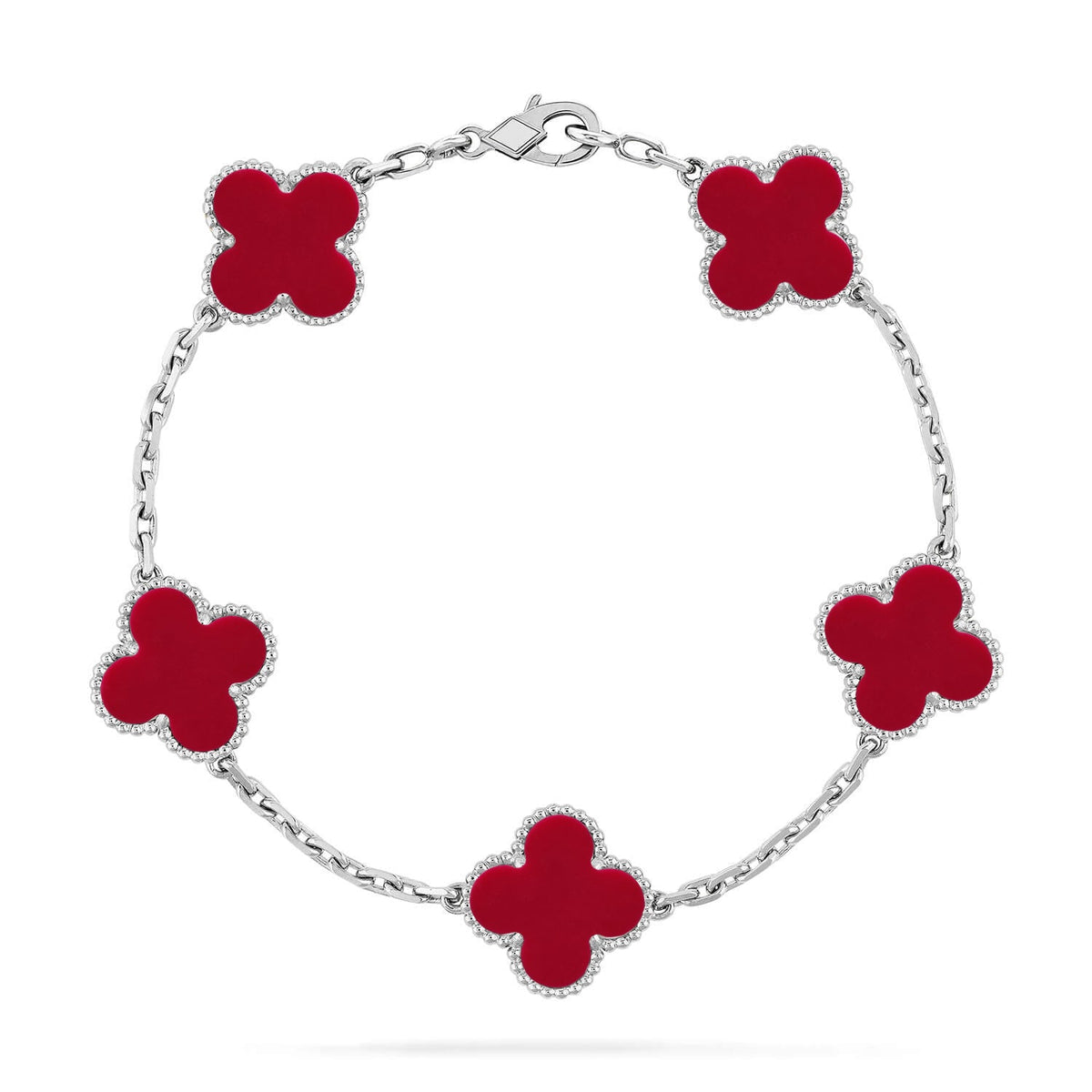 [Dream ]New  CLOVER 5 MOTIF RED CORNELIAN BRACELET COLLECTION