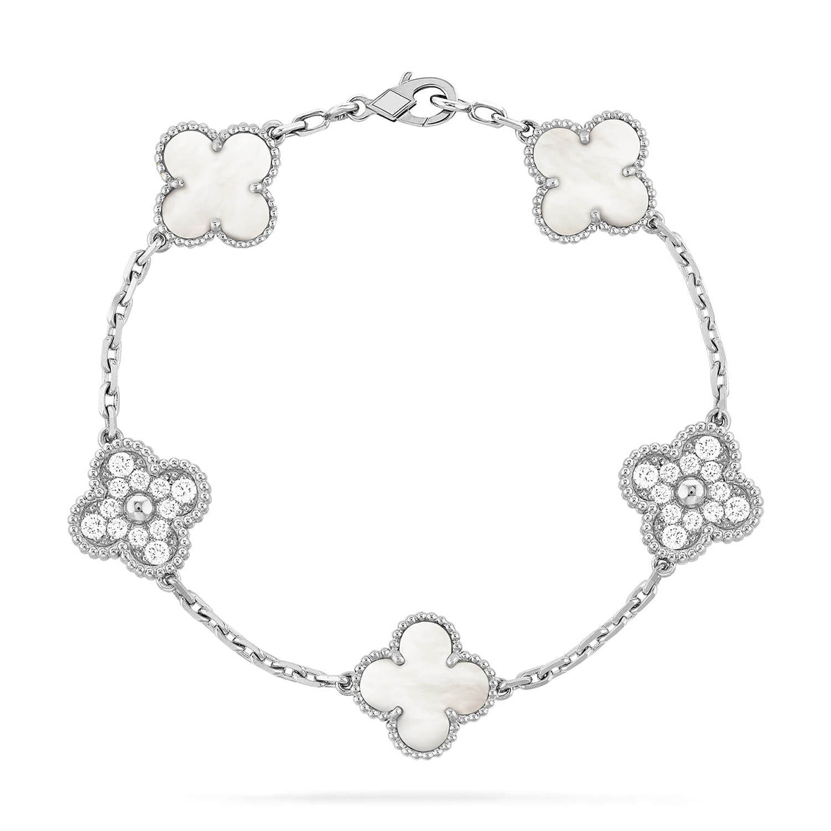 [Dream ]New CLOVER WHITE PEARL MOP 5 MOTIF BRACELET COLLECTION