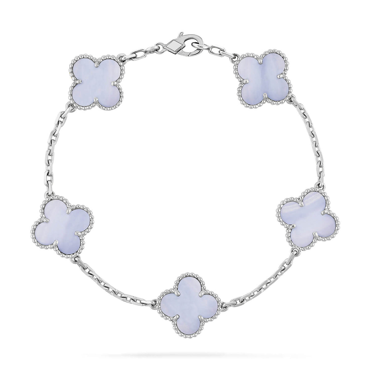 [Dream ]New  CLOVER 5 MOTIF PURPLE CHALCEDONY BRACELET COLLECTION