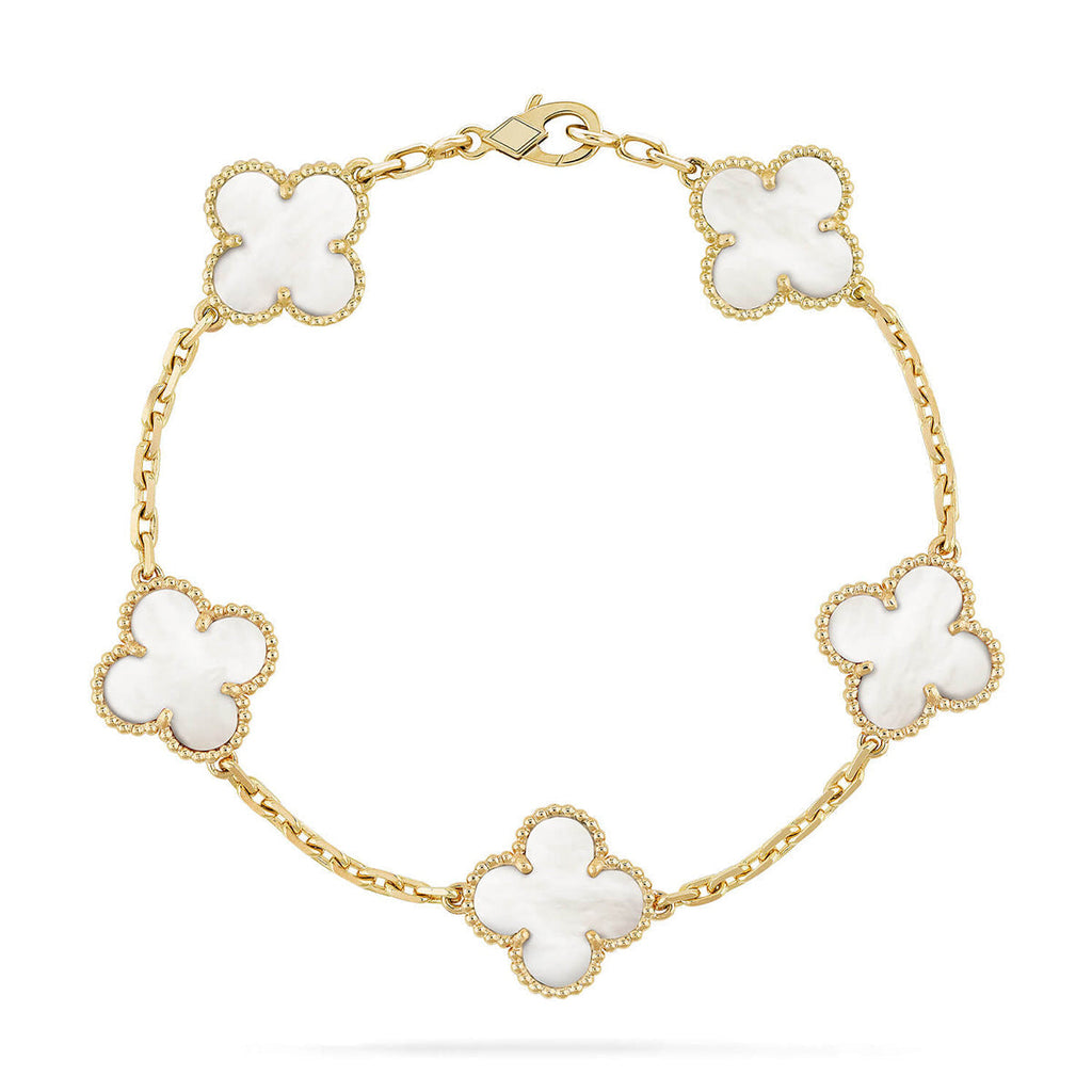 [Dream ]New CLOVER WHITE PEARL MOP 5 MOTIF BRACELET COLLECTION